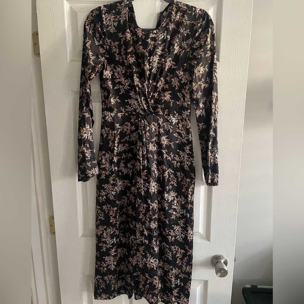 Vince printed silk midi dress